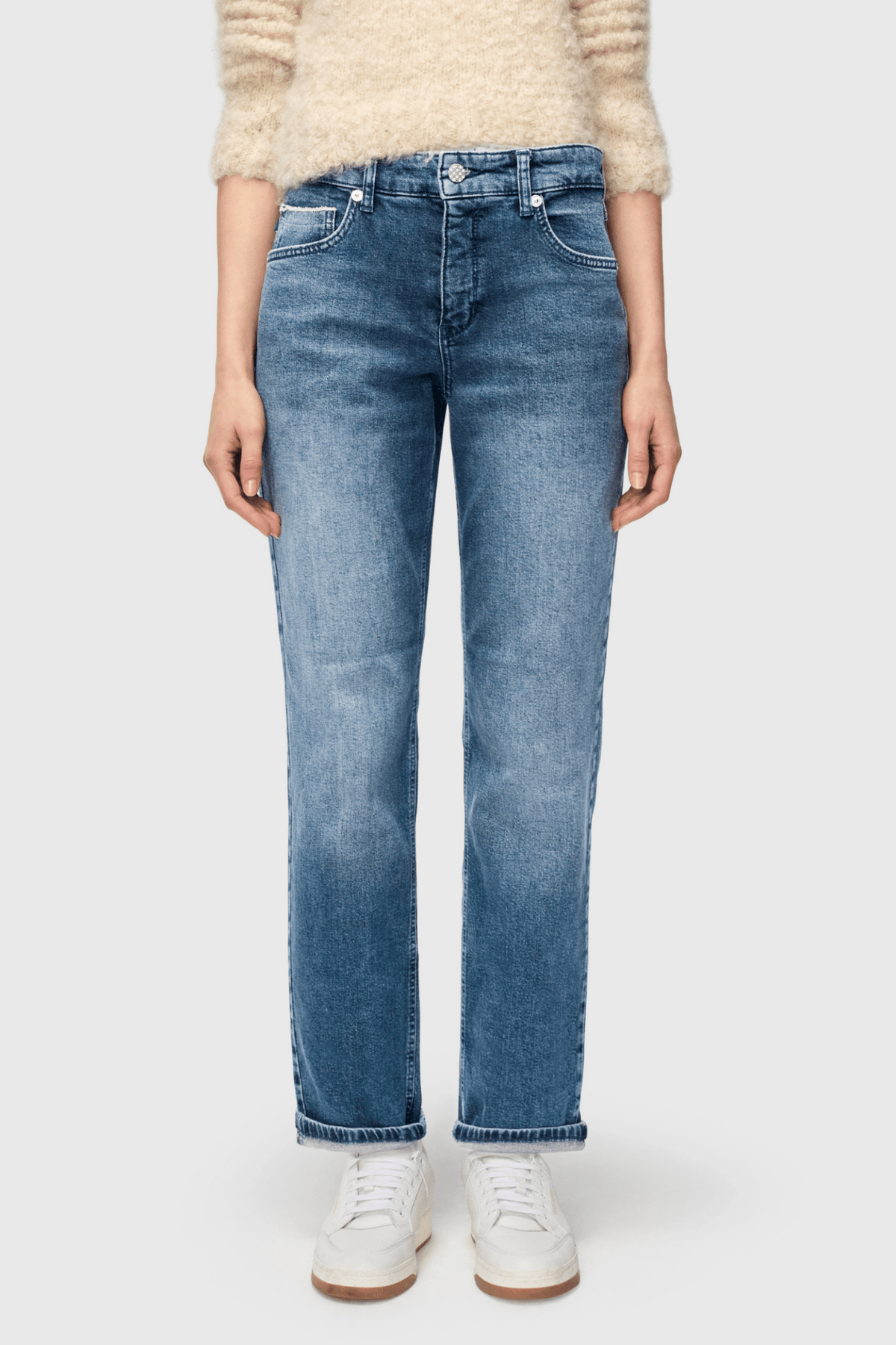 MAC Straight authentic comfort jeans in mid blue random wash – Dotique

