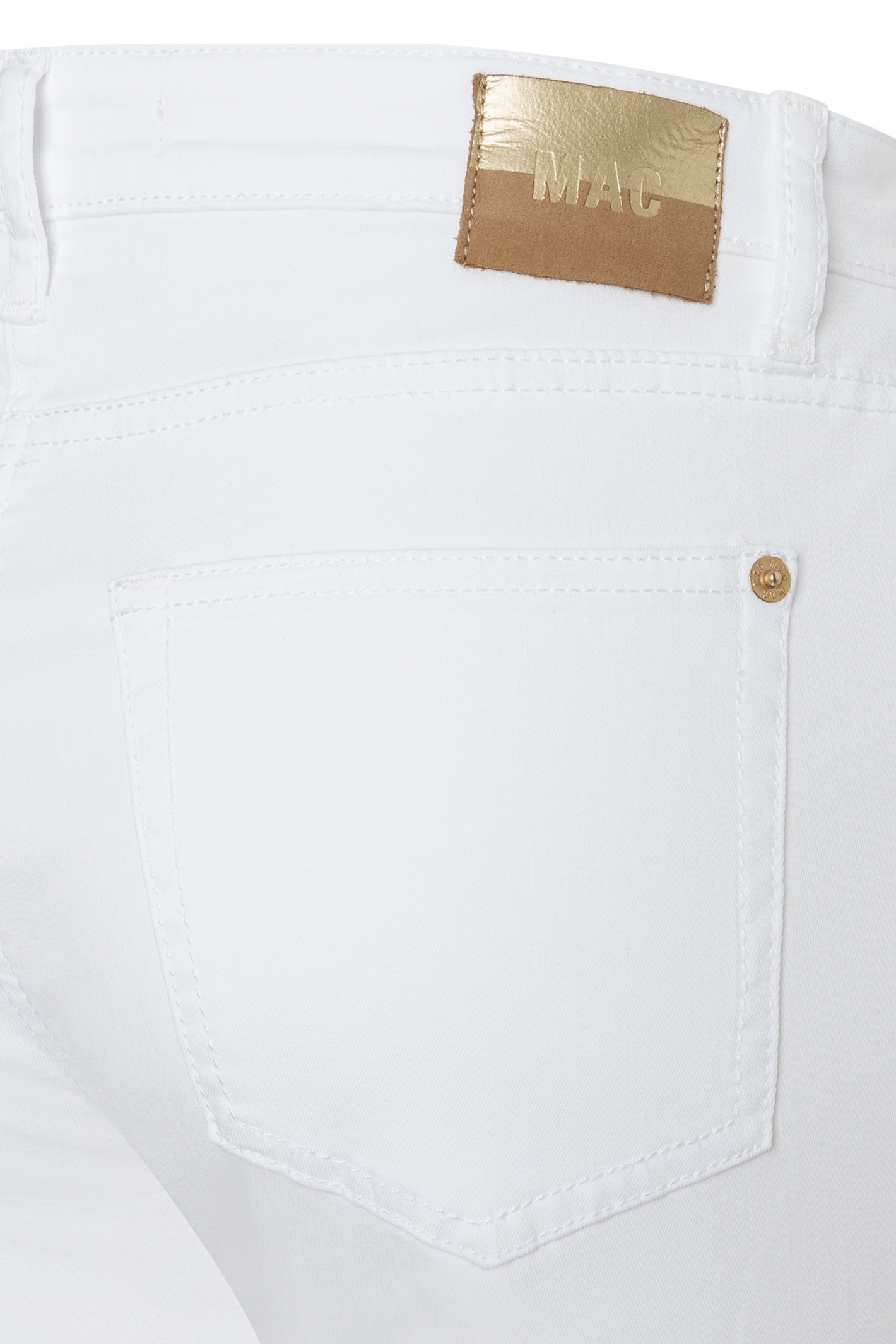Close-up of white denim pocket on MAC Jeans White Denim Culotte 5984-9B-0391L D010 by Mac Jeans shop Mac Jeans at Dotique
