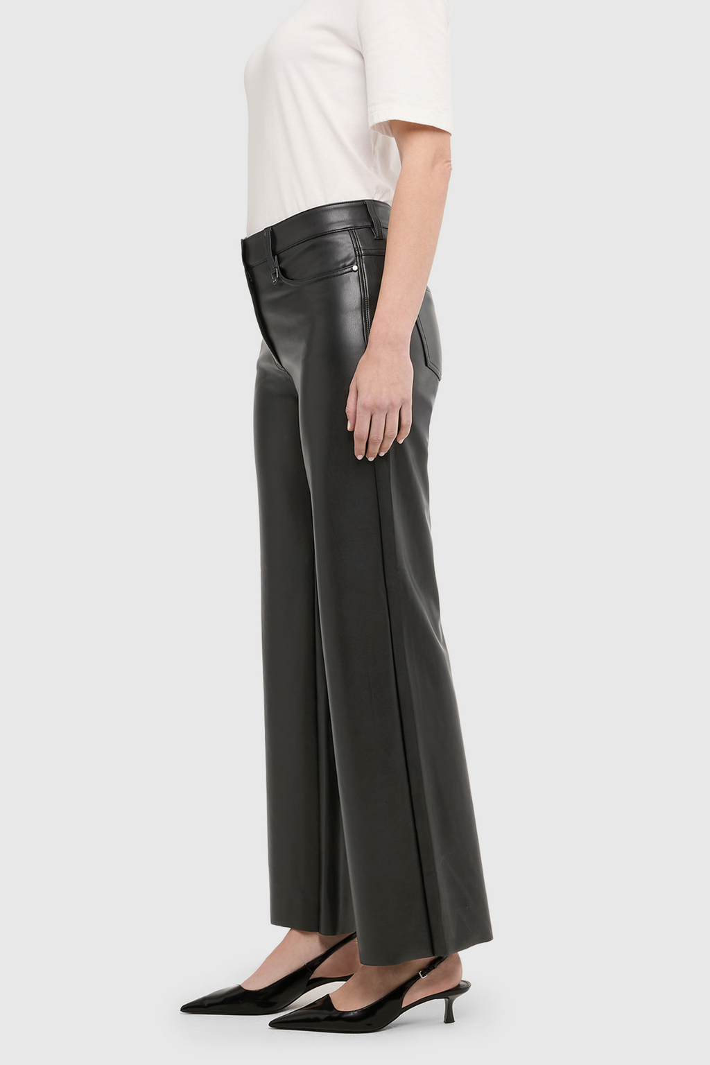 MAC Jeans Wide Leg Faux Leather Trousers – Black | 5264-00-0497-090