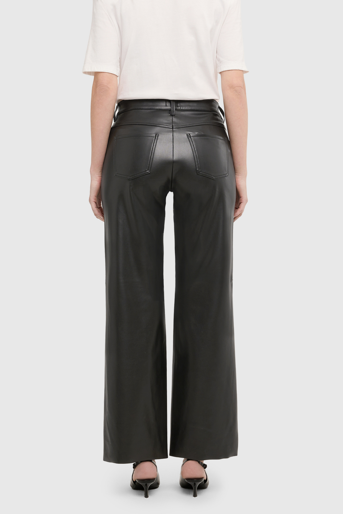 MAC Jeans Wide Leg Faux Leather Trousers – Black | 5264-00-0497-090