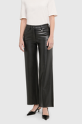 MAC Jeans Wide Leg Faux Leather Trousers – Black | 5264-00-0497-090