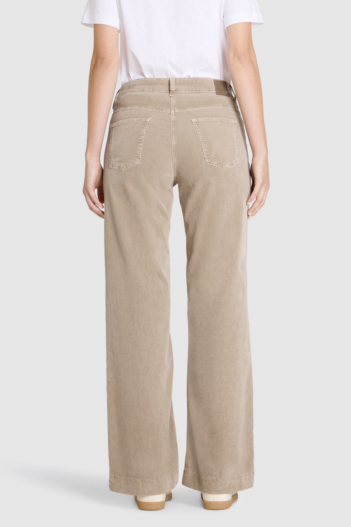 Back view MAC Jeans Wide Soft Baby Cord Trousers Windspray Beige 5228-00-0422-228V by Mac Jeans. Shop Mac Jeans at Dotique