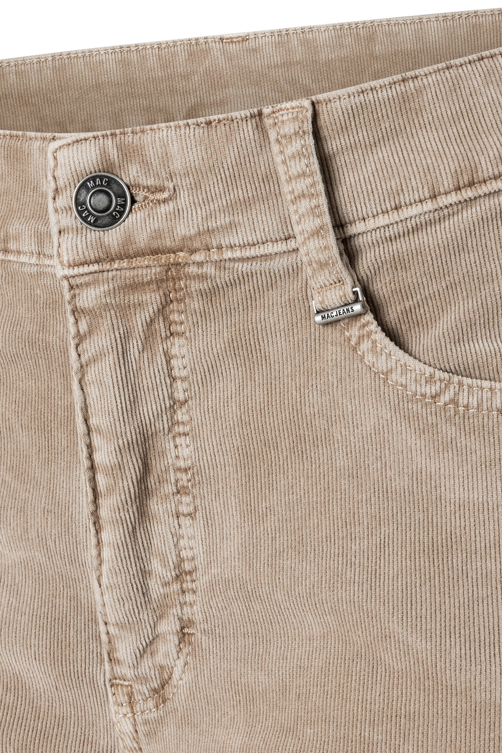 MAC Jeans Wide Soft Baby Cord Trousers Windspray Beige 5228-00-0422-228V Close up of Mac Jeans Shop Mac Jeans at Dotique