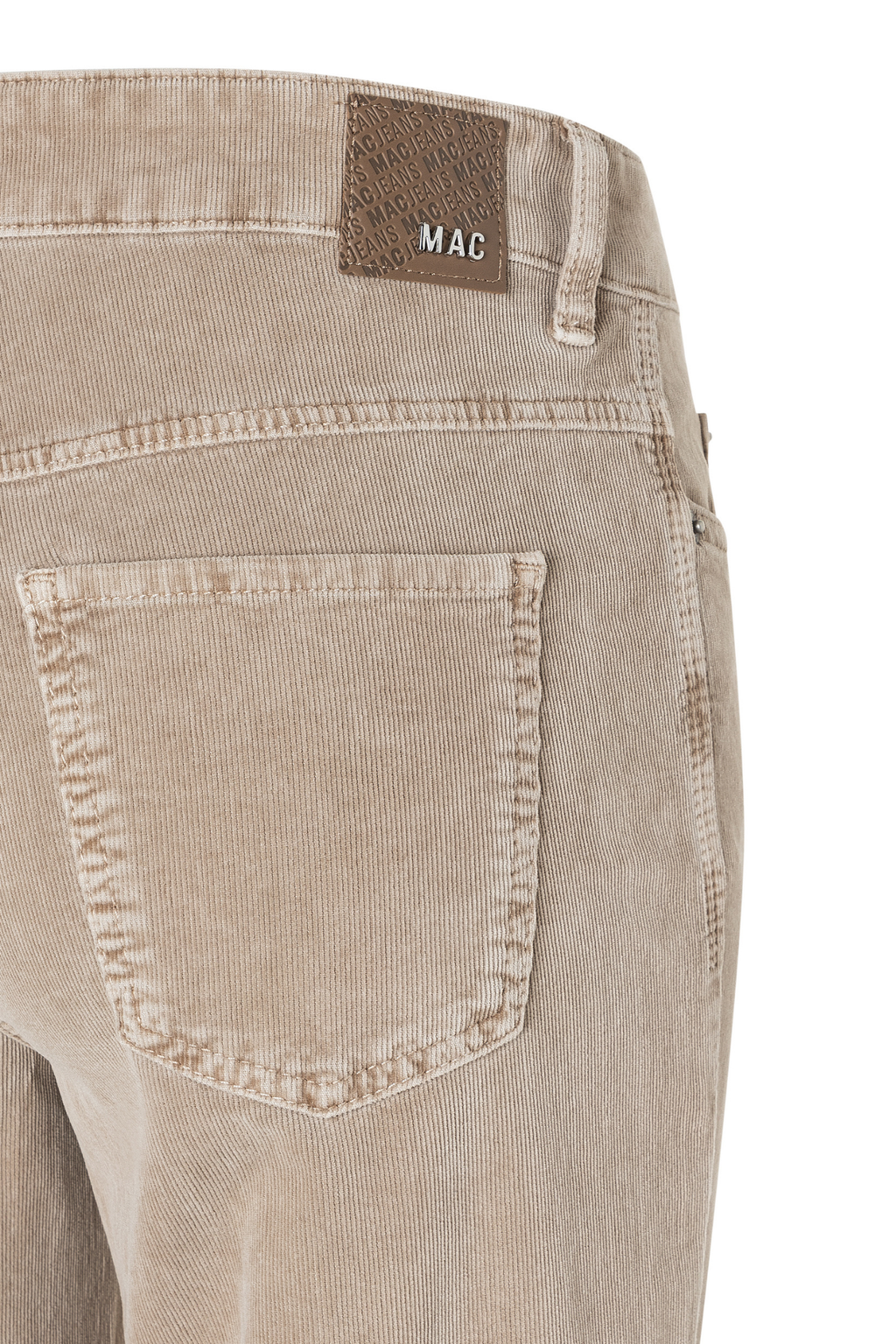MAC Jeans Wide Soft Baby Cord Trousers Windspray Beige 5228-00-0422-228V rear pocket. Mac Jeans. Shop Mac Jeans at Dotique.