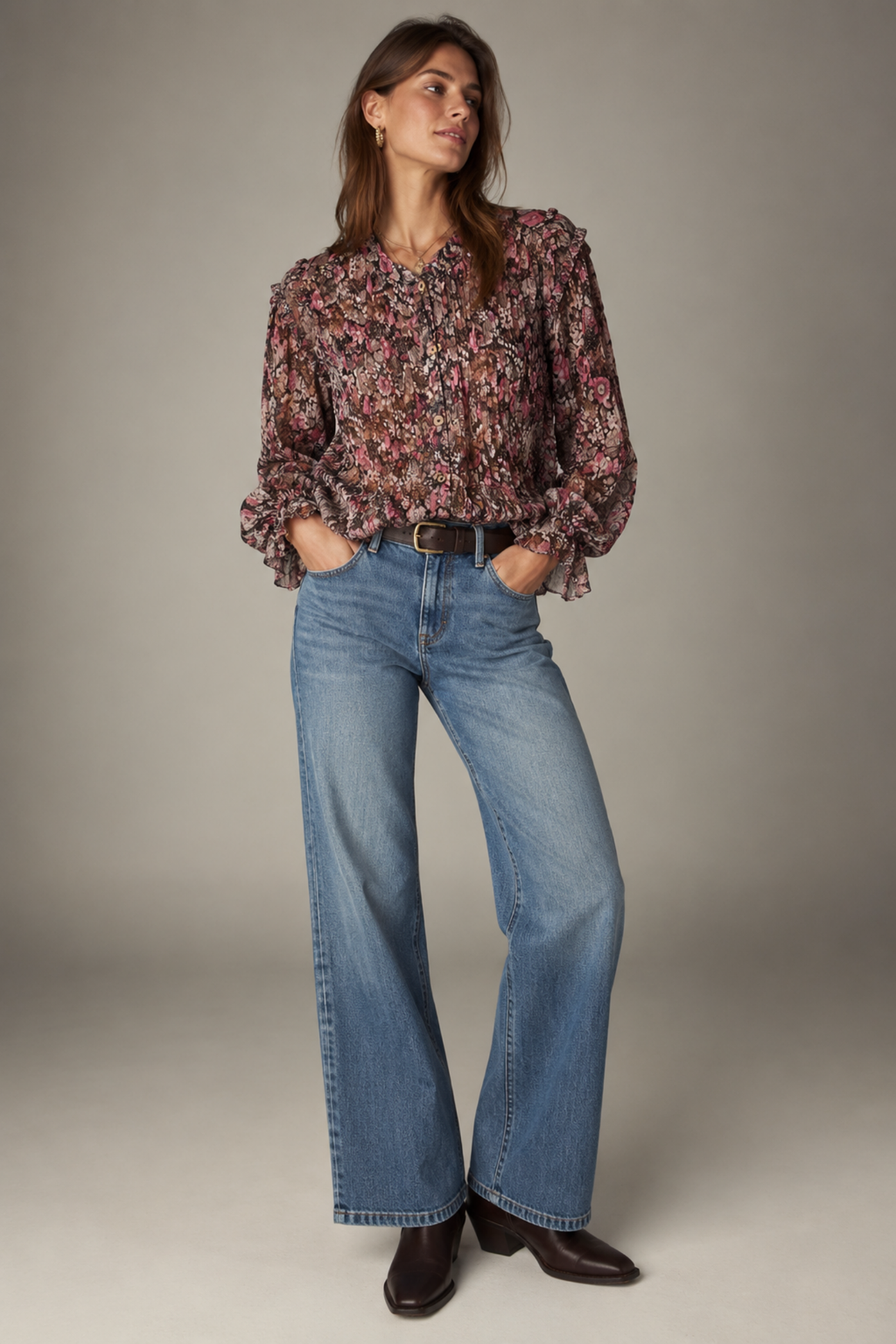 Maison Hotel Blouse Lerele Blossom by Maison Hotel, floral blouse styled with jeans. Shop Maison Hotel at Dotique.