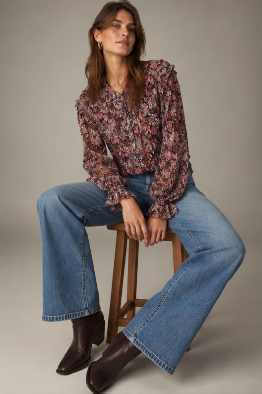 Maison Hotel Blouse Lerele Blossom floral blouse on model Shop Maison Hotel at Dotique
