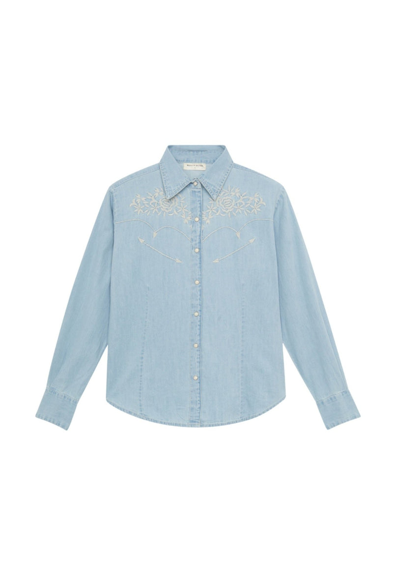 Maison Hotel Texas Sun Austin Blouse Mustang Blue – Dotique