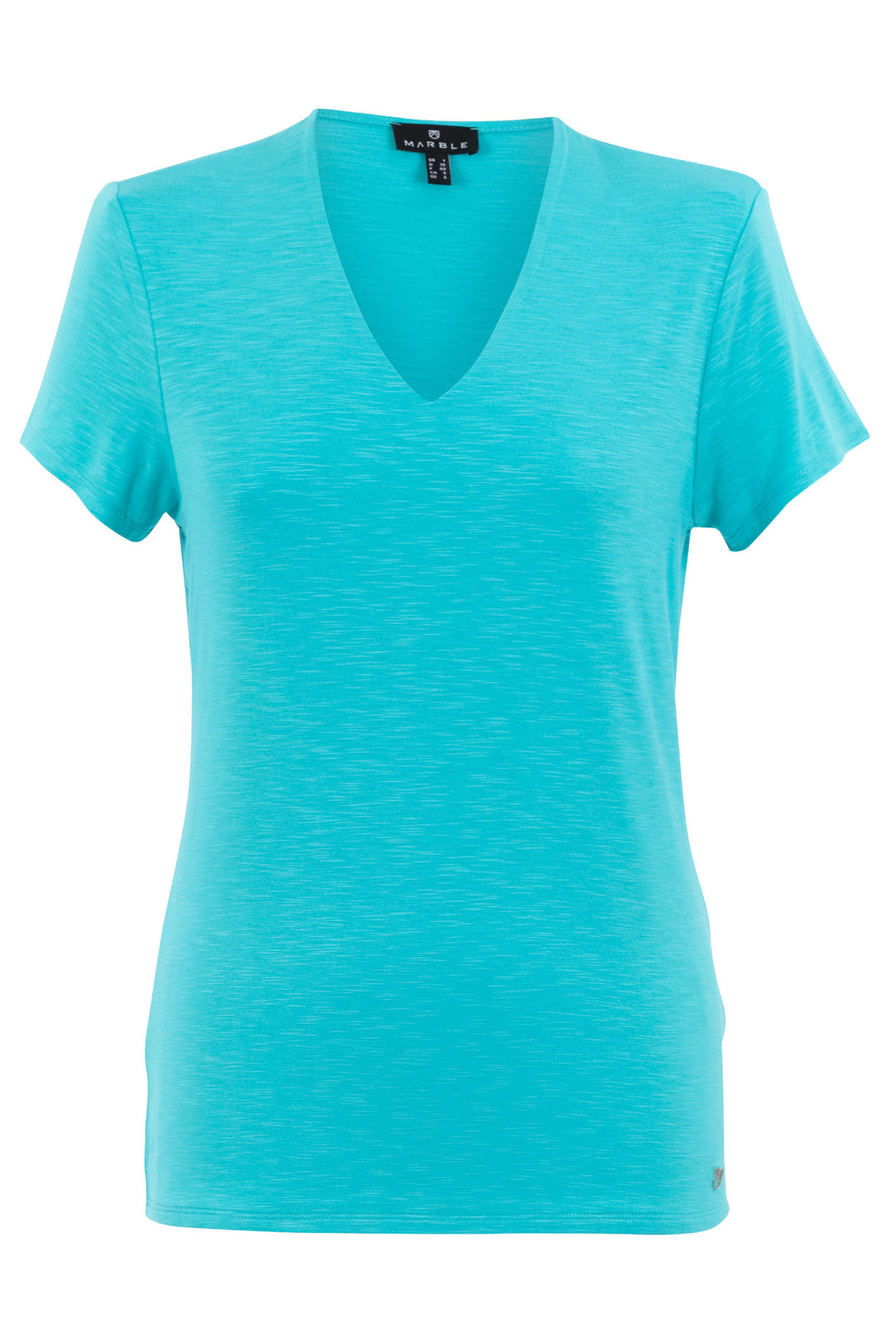 Marble 6539 151 Turquoise Blue V-Neck T-Shirt Top - Dotique