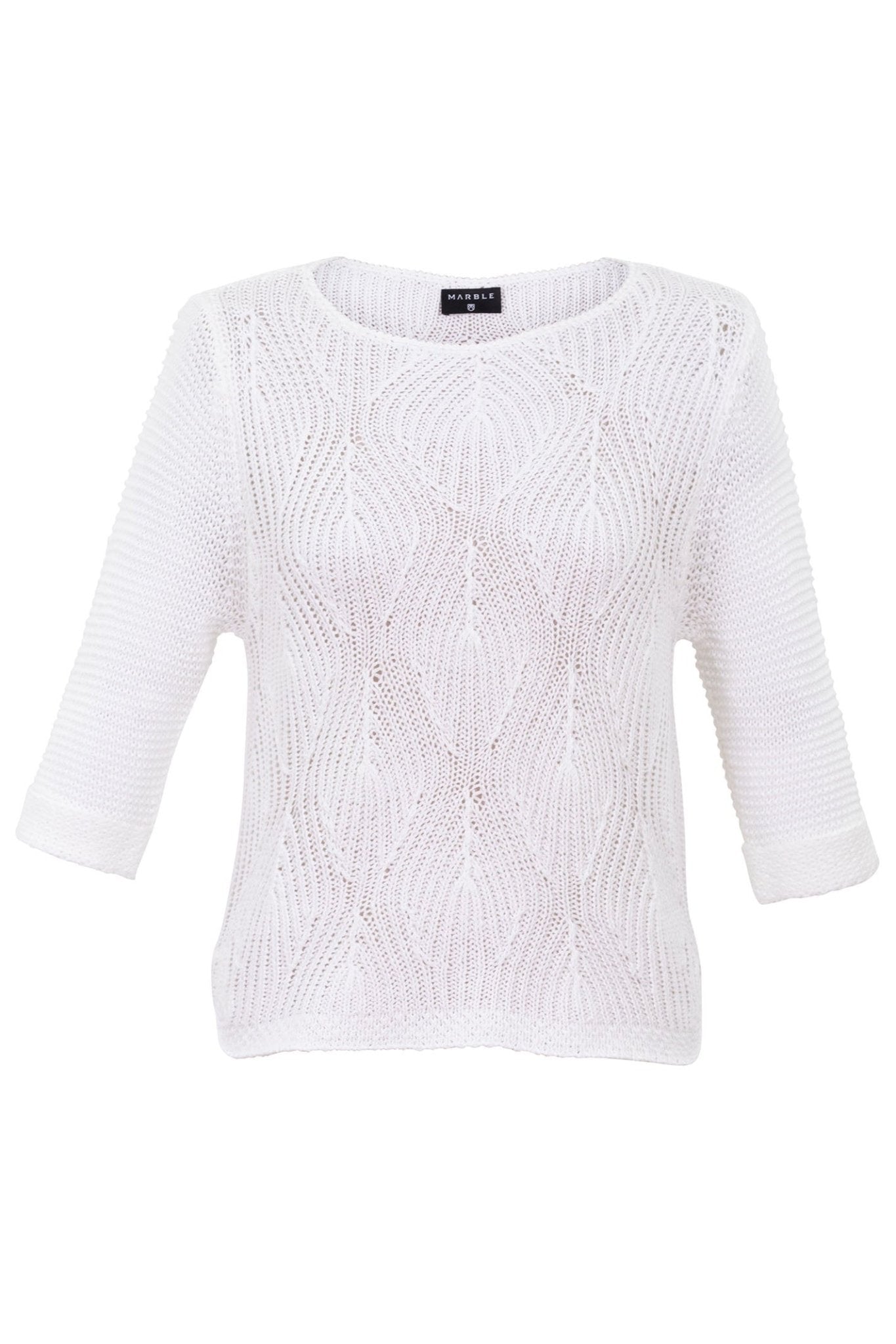 Marble 6912 102 White Loose Knit Jumper - Dotique - Marble