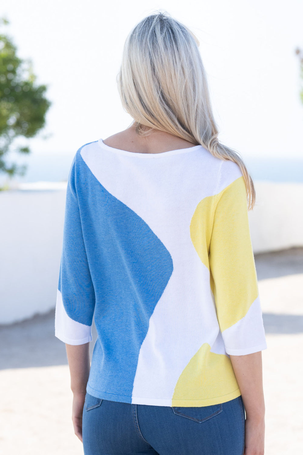 Marble 7449 152 Yellow Blue Wide Neck Jumper - Dotique