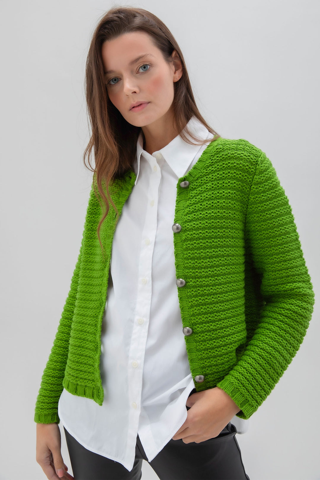 Marble 7642 Cardigan Col 221 Green - Dotique