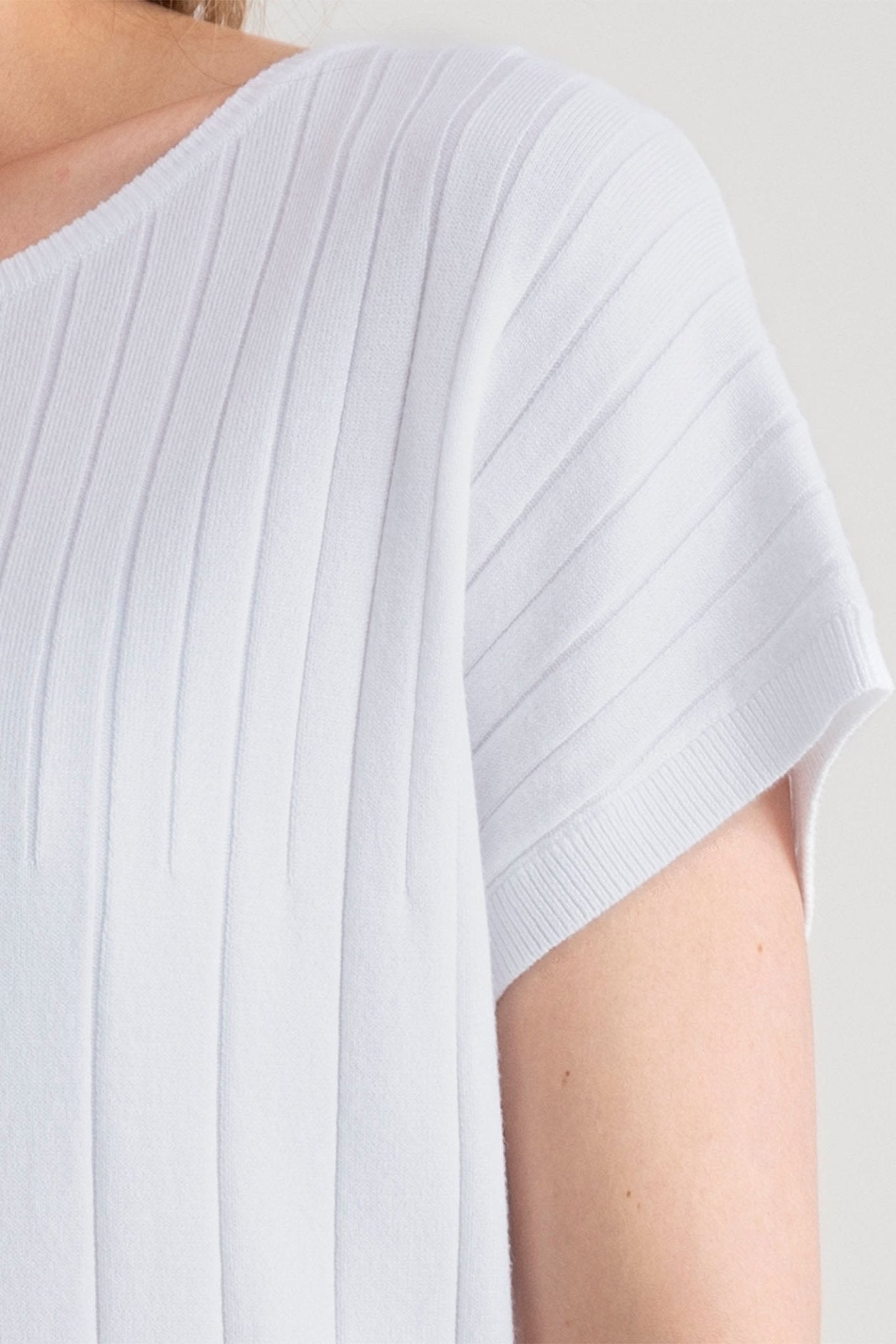 Marble 7801 102 White Wide Neck Short Sleeve Jumper - Dotique - Marble