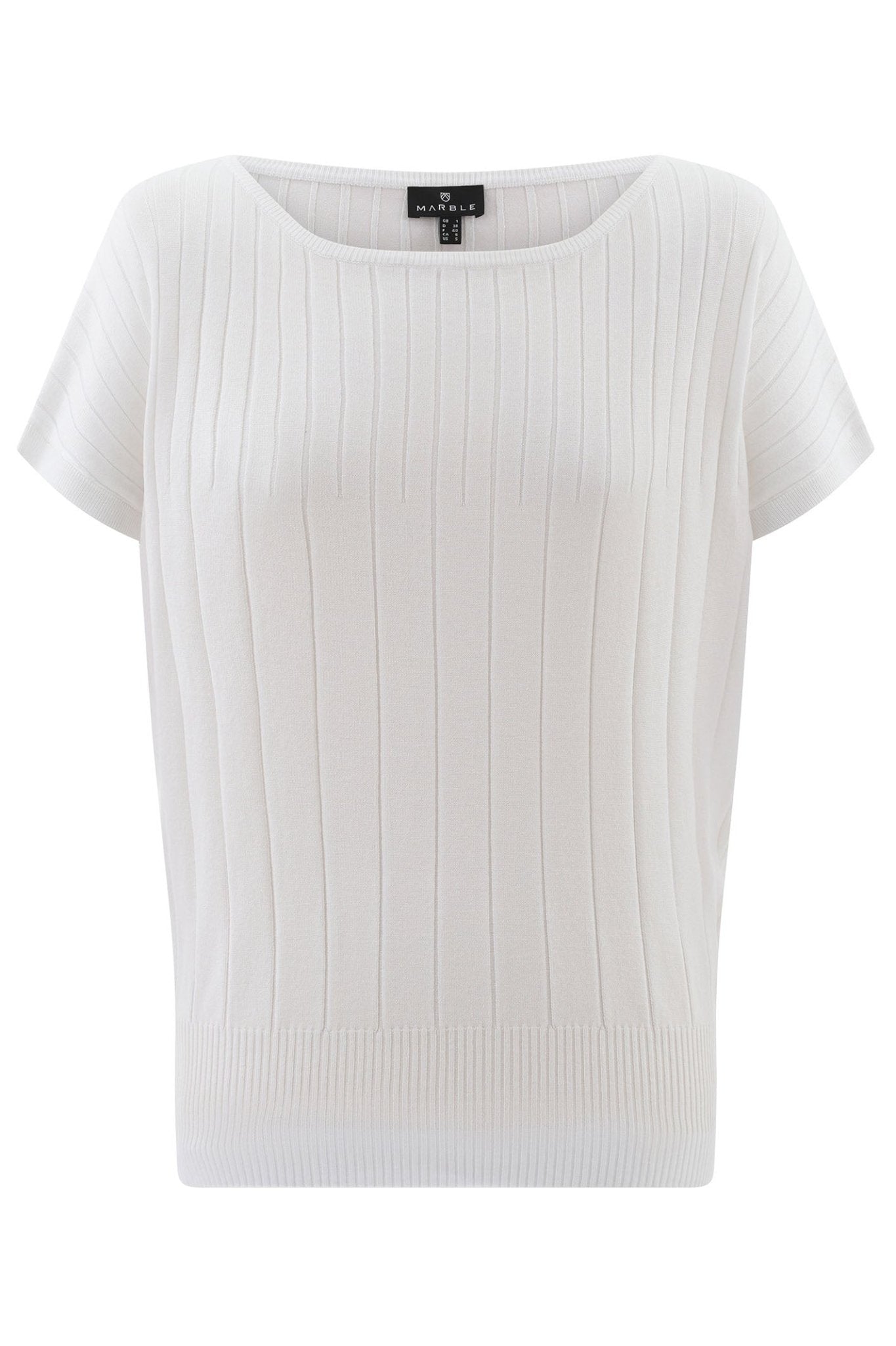 Marble 7801 102 White Wide Neck Short Sleeve Jumper - Dotique - Marble