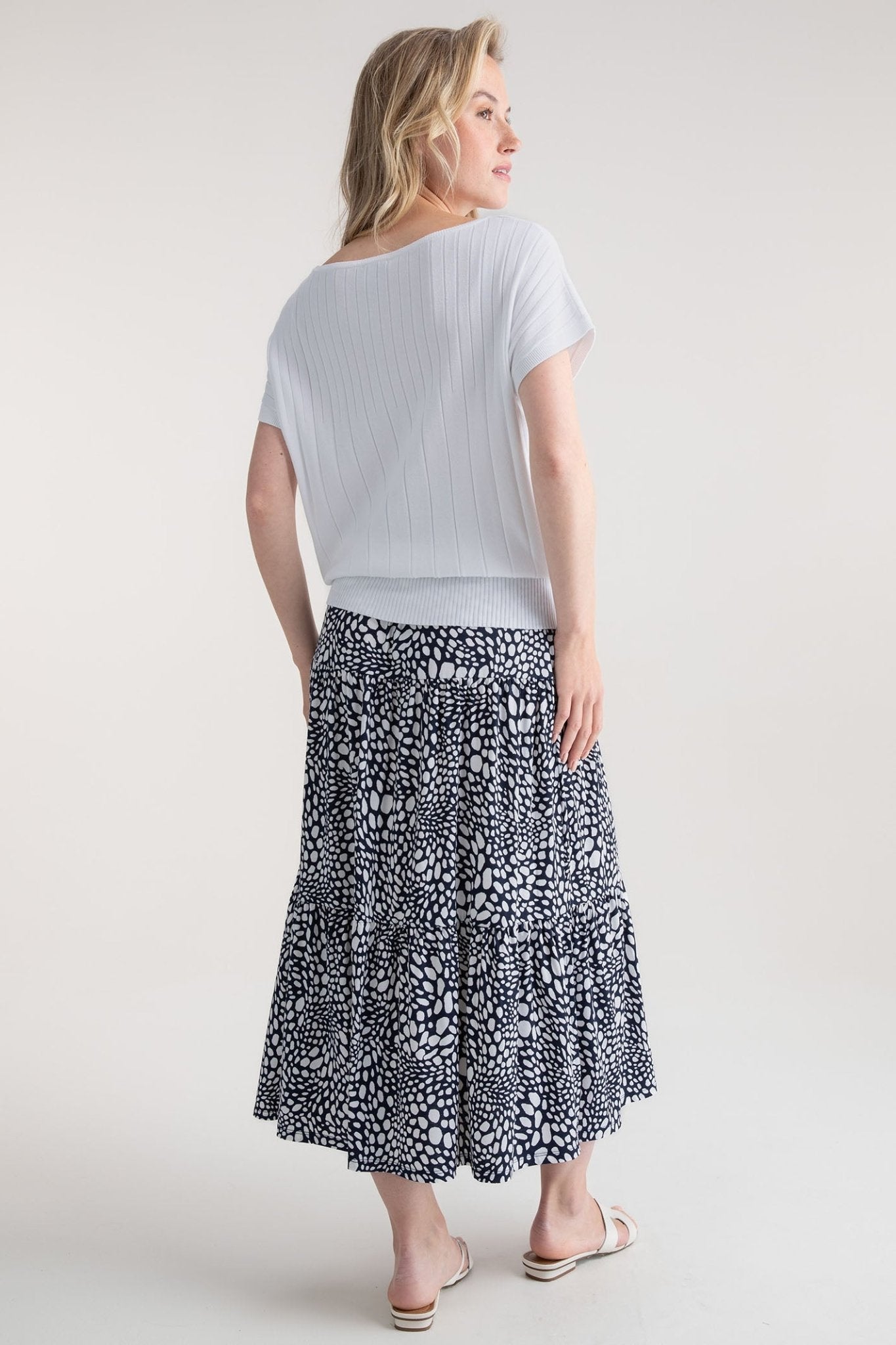 Marble 7801 102 White Wide Neck Short Sleeve Jumper - Dotique - Marble