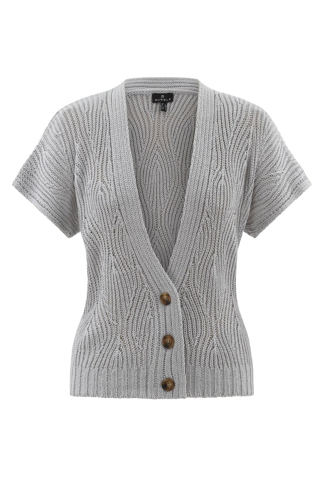 Marble 7818 106 Light Grey Loose Knit Three Button Cardigan - Dotique