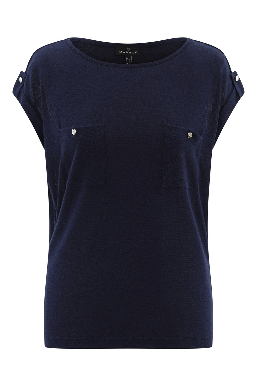 Marble 7843 103 Relaxed Fit T-Shirt with Two Front Breast Pockets Navy - Dotique