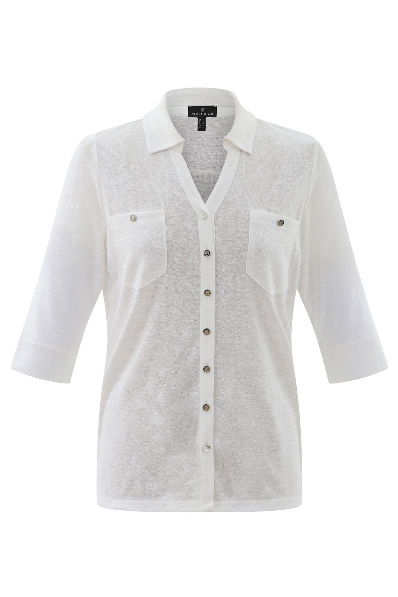 Marble 7844 102 3/4 Sleeve Shirt Off White - Dotique