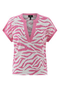 Marble 7846 194 Relaxed Fit Top Pink and White Zebra Print - Dotique
