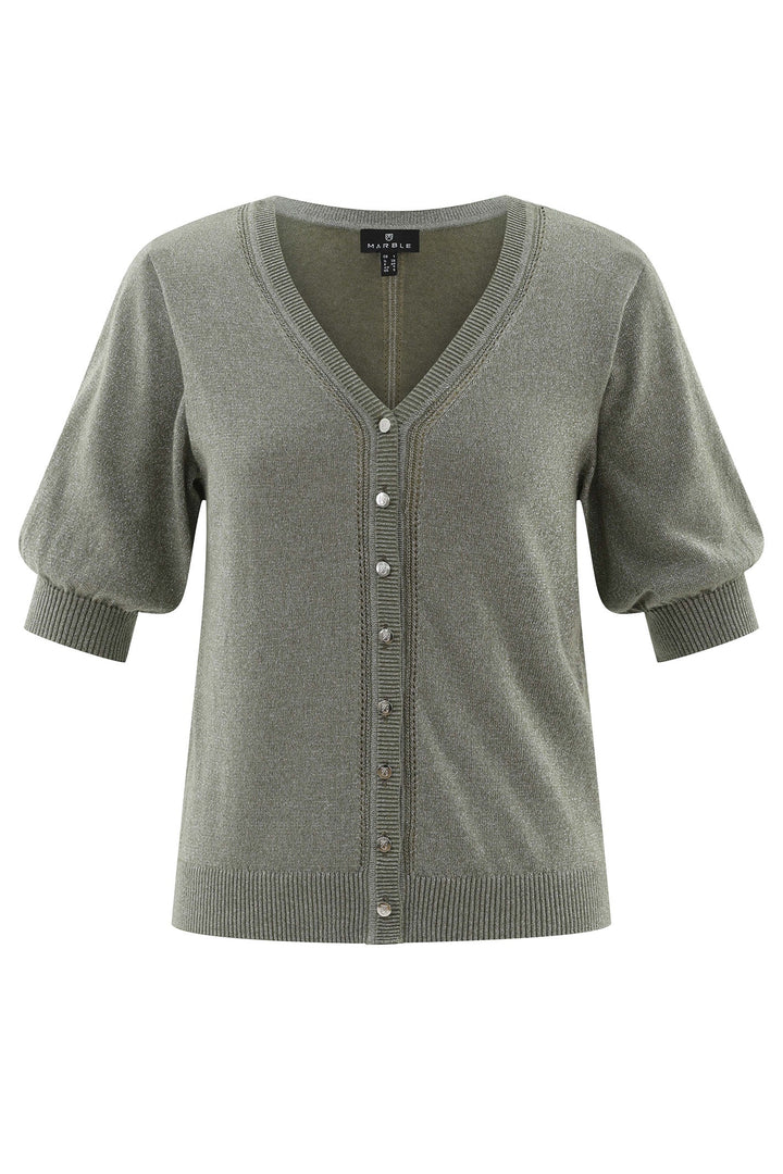 Marble 7870 123 Khaki Green Short Sleeve Cardigan