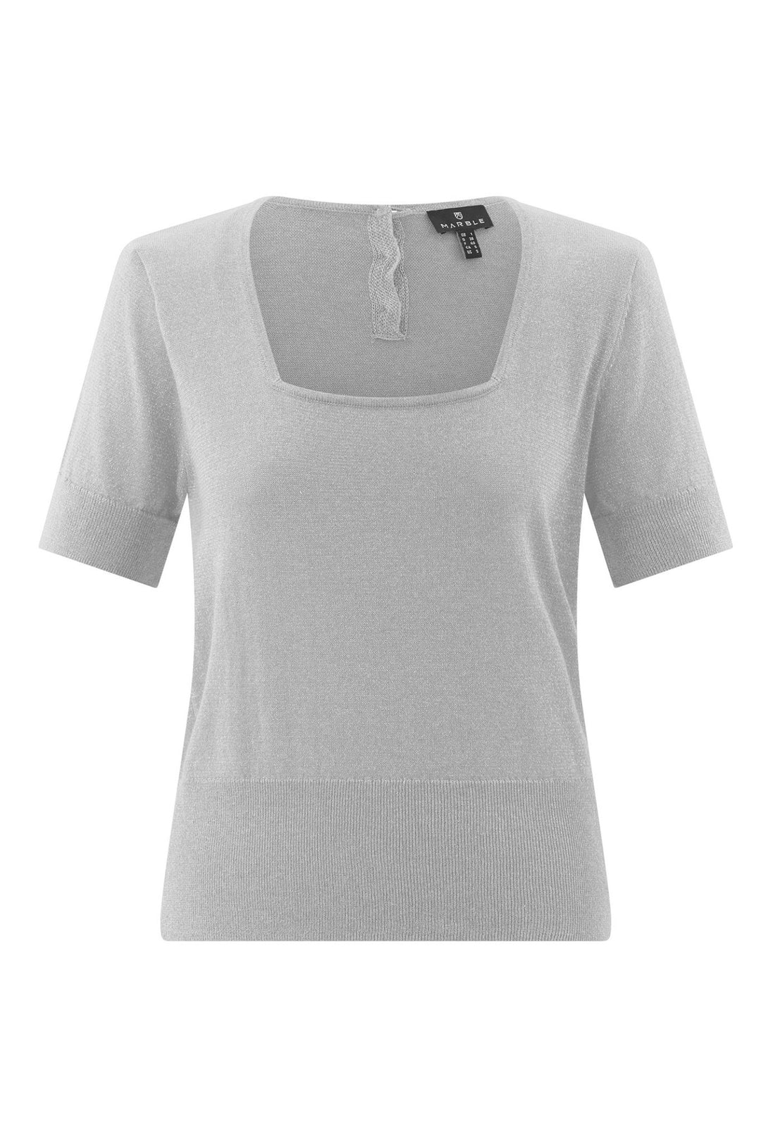 Marble 7871 106 Square Neck Short Sleeve Jumper Light Grey - Dotique