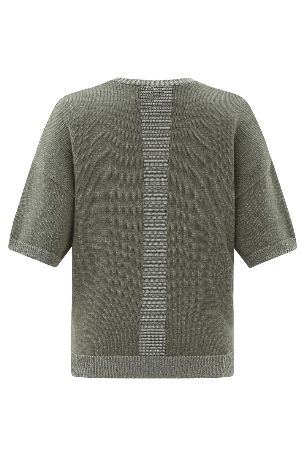 Marble 7884 123 Khaki Green V - Neck Short Sleeve Jumper - Dotique - Marble