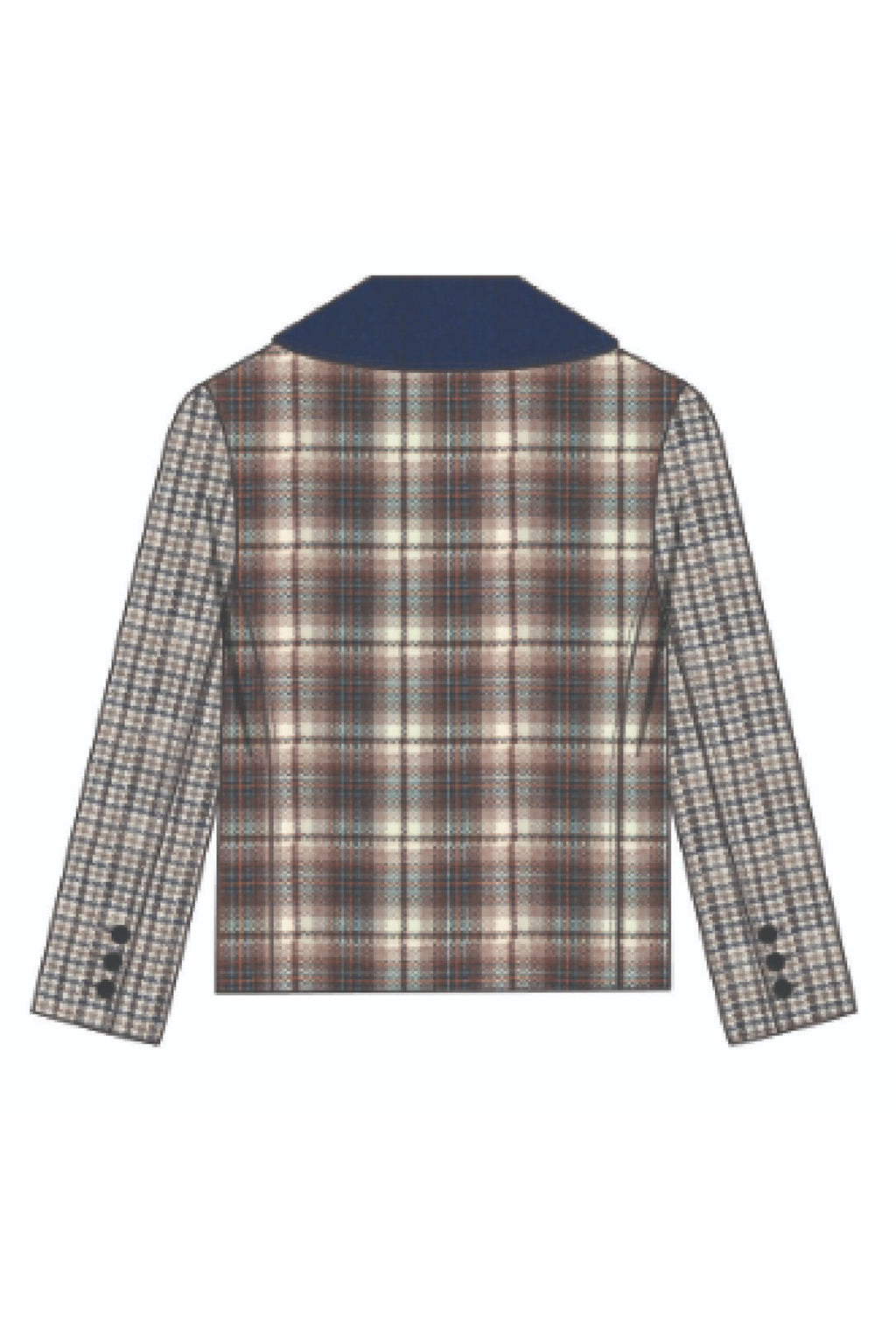 Shop the ME369 Daphne Velvet Double Breasted Jacket in Vintage at Dotique. A tailored patchwork jacket with velvet detailing and signature ME369 style.
