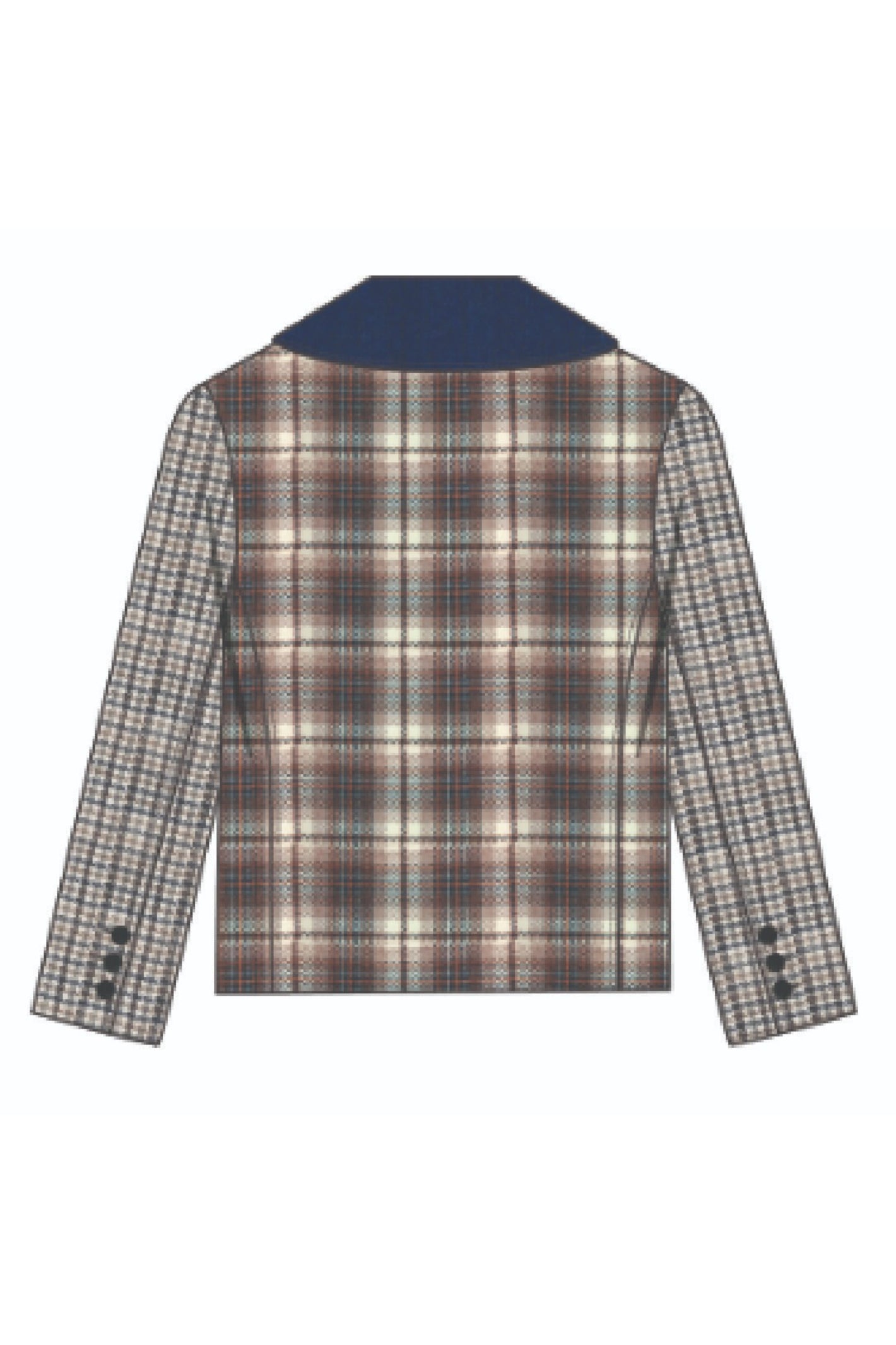 Shop the ME369 Daphne Velvet Double Breasted Jacket in Vintage at Dotique. A tailored patchwork jacket with velvet detailing and signature ME369 style.