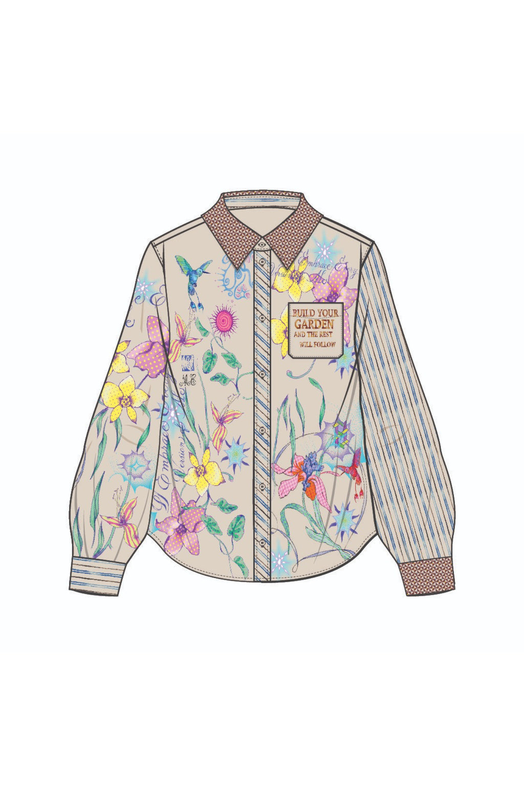 Shop the ME369 Isabel Printed Shirt in Paradiso at Dotique. A relaxed printed shirt in a soft viscose blend with colourful artwork and signature ME369 styling.
