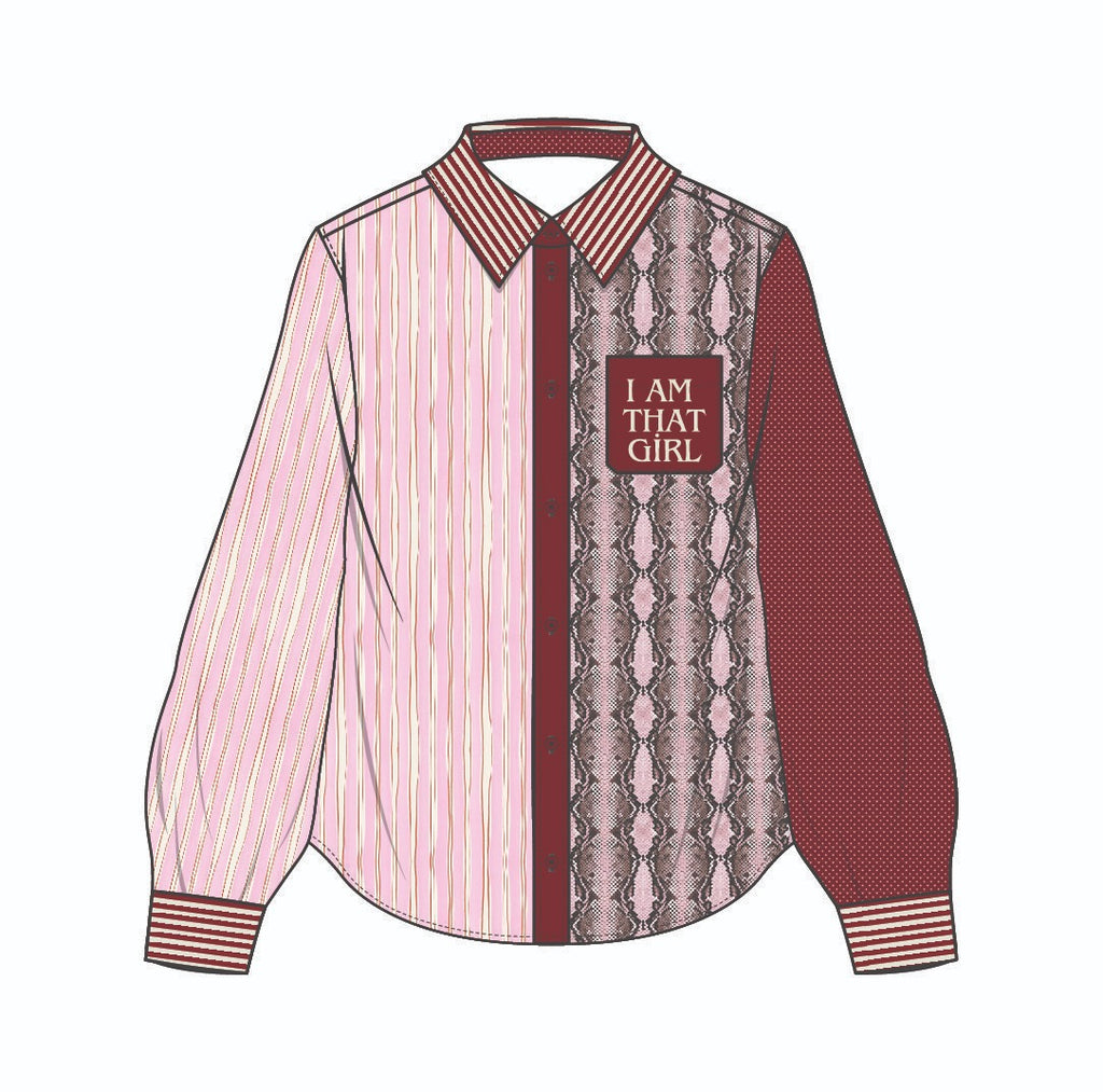 Shop the ME369 Isabel Printed Shirt in Red Aura at Dotique. A relaxed printed shirt crafted from a soft viscose blend with signature ME369 patchwork detailing.