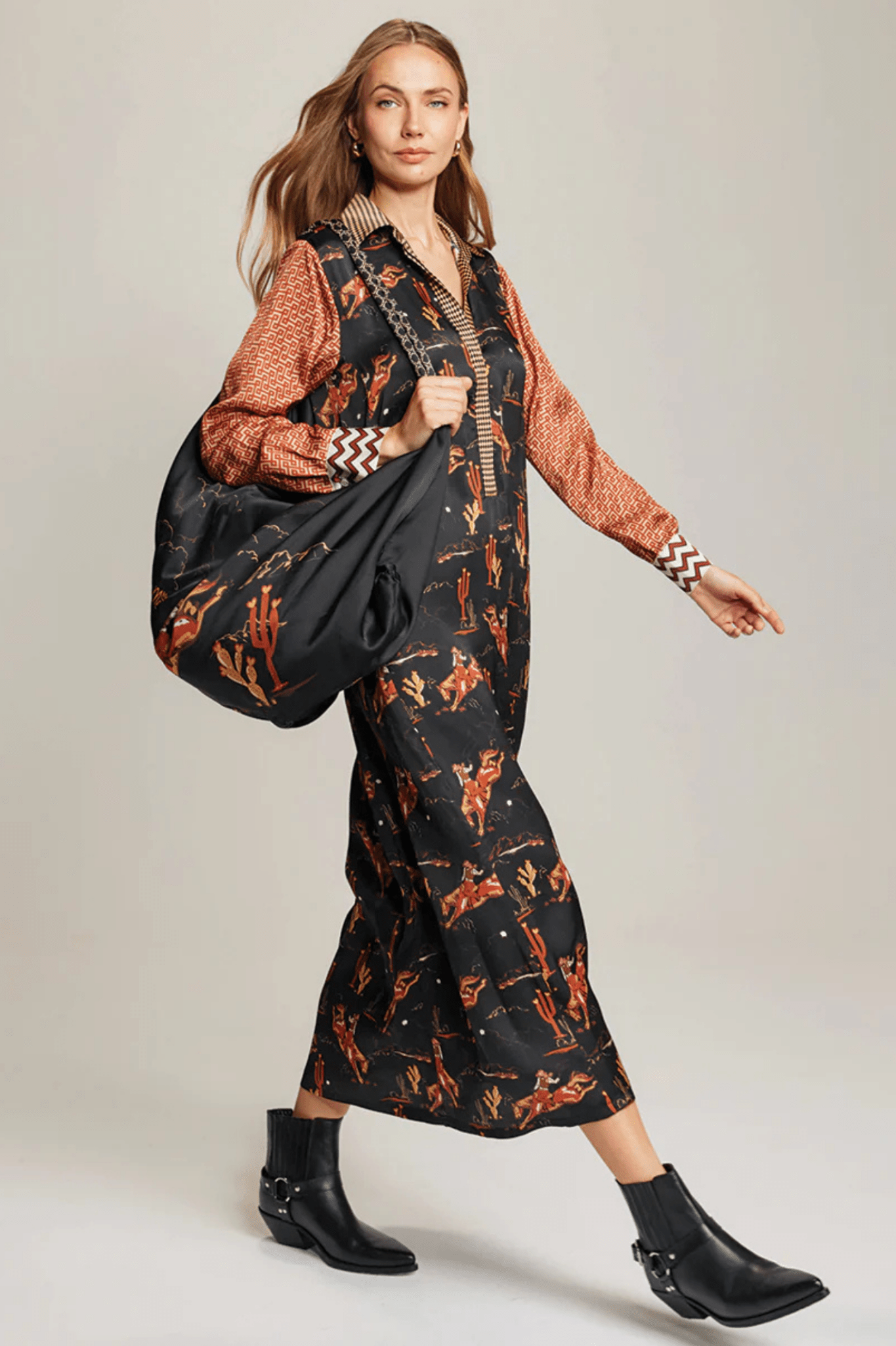 Me369 Kennedy Placket Maxi Dress - Rodeo - Dotique - Me369