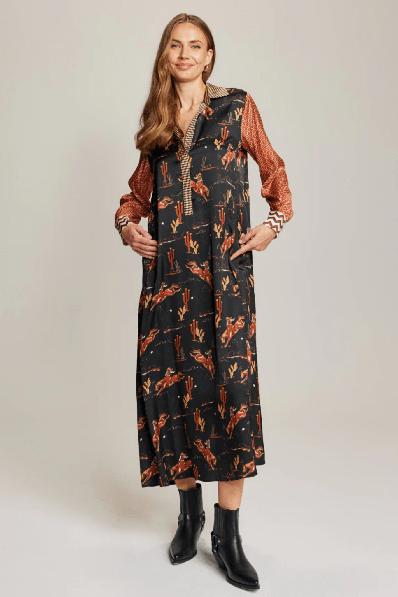 Me369 Kennedy Placket Maxi Dress - Rodeo - Dotique - Me369