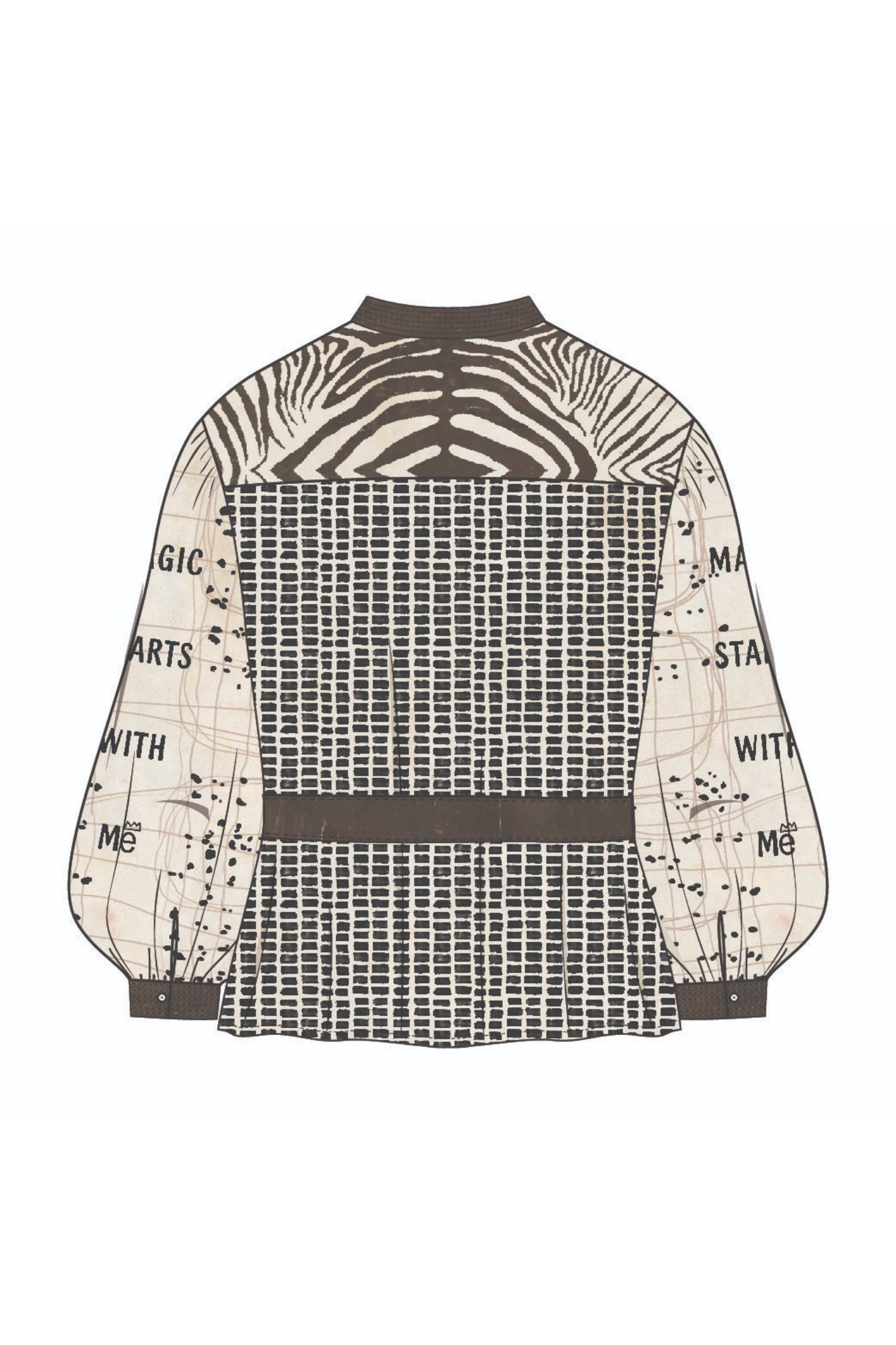 Shop the ME369 Rona Painter's Shirt in Noir Muse at Dotique. A relaxed printed shirt with a waist tie, patch pockets and a soft viscose blend.