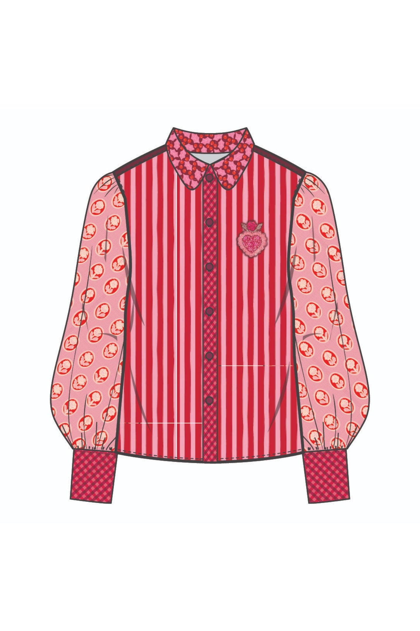 Shop the ME369 Sola Printed Puff Sleeve Blouse in Red Aura at Dotique. A soft printed blouse with puff sleeves, vibrant colours and signature ME369 detailing.