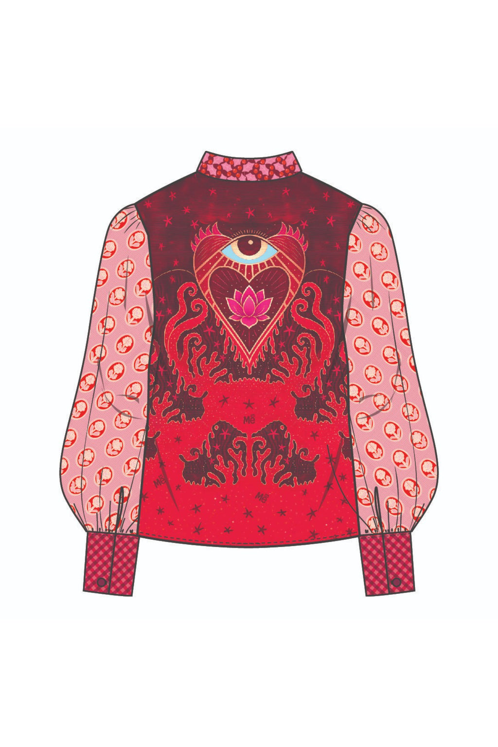 Shop the ME369 Sola Printed Puff Sleeve Blouse in Red Aura at Dotique. A soft printed blouse with puff sleeves, vibrant colours and signature ME369 detailing.