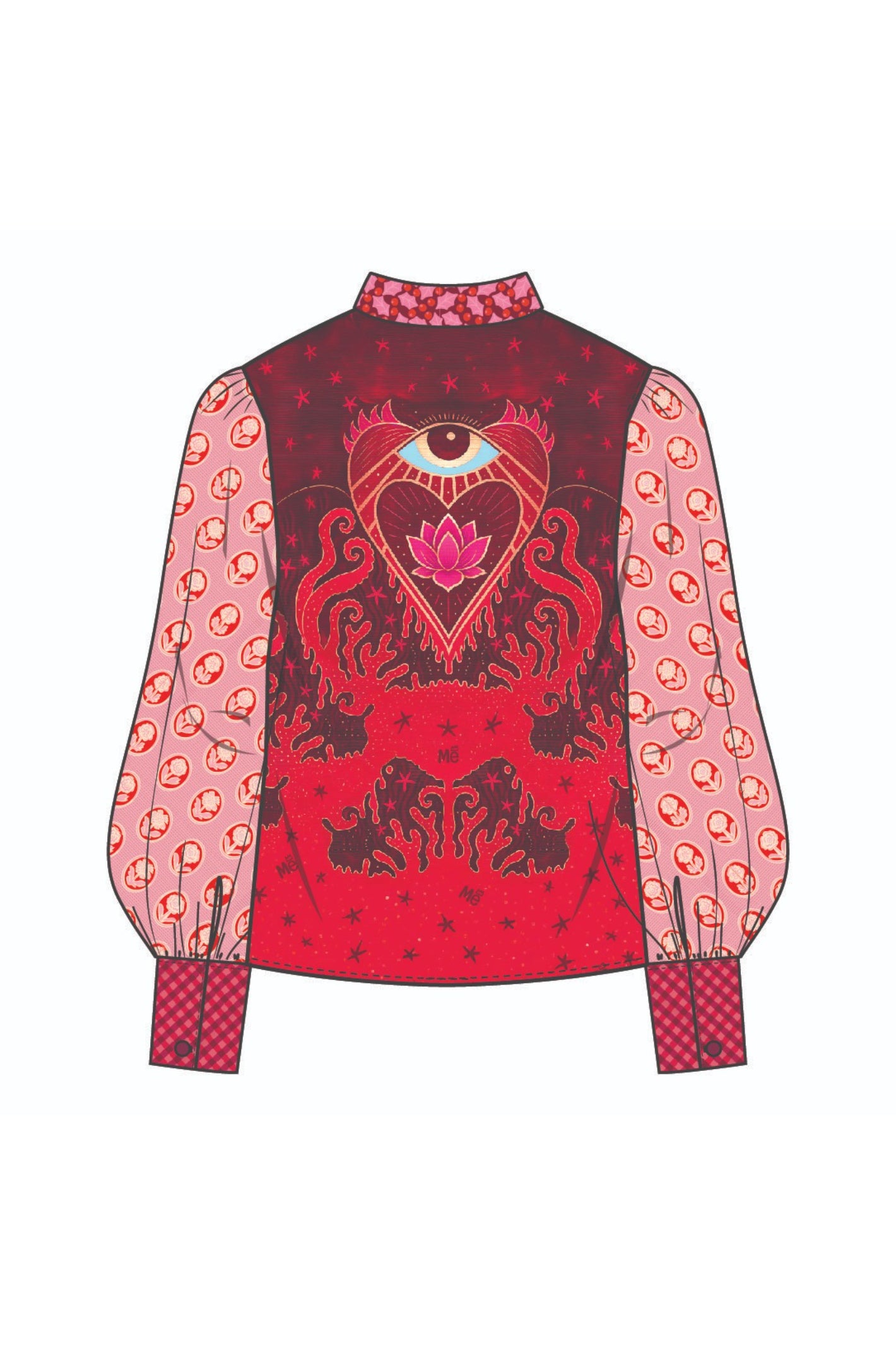 Shop the ME369 Sola Printed Puff Sleeve Blouse in Red Aura at Dotique. A soft printed blouse with puff sleeves, vibrant colours and signature ME369 detailing.