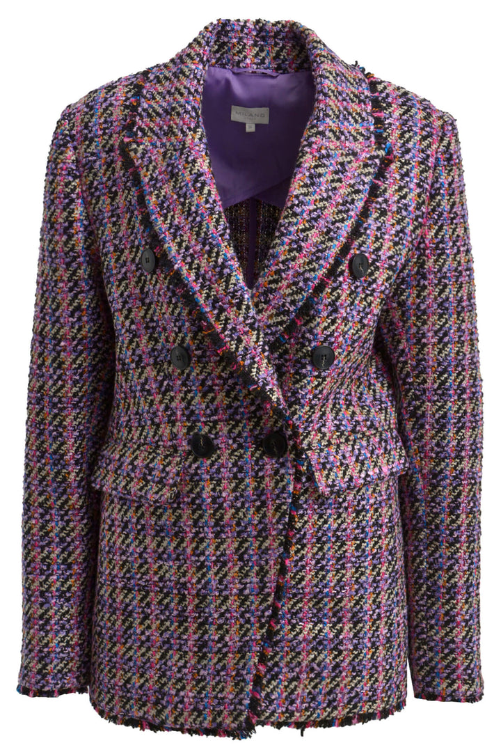 Milano 33-4535-4058 Purple Chanel Style Double Breasted Blazer - Dotique Chesterfield