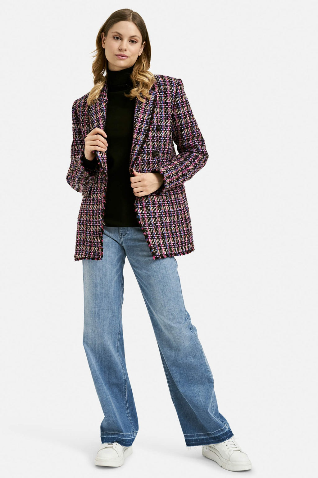 Milano 33-4535-4058 Purple Chanel Style Double Breasted Blazer - Dotique Chesterfield