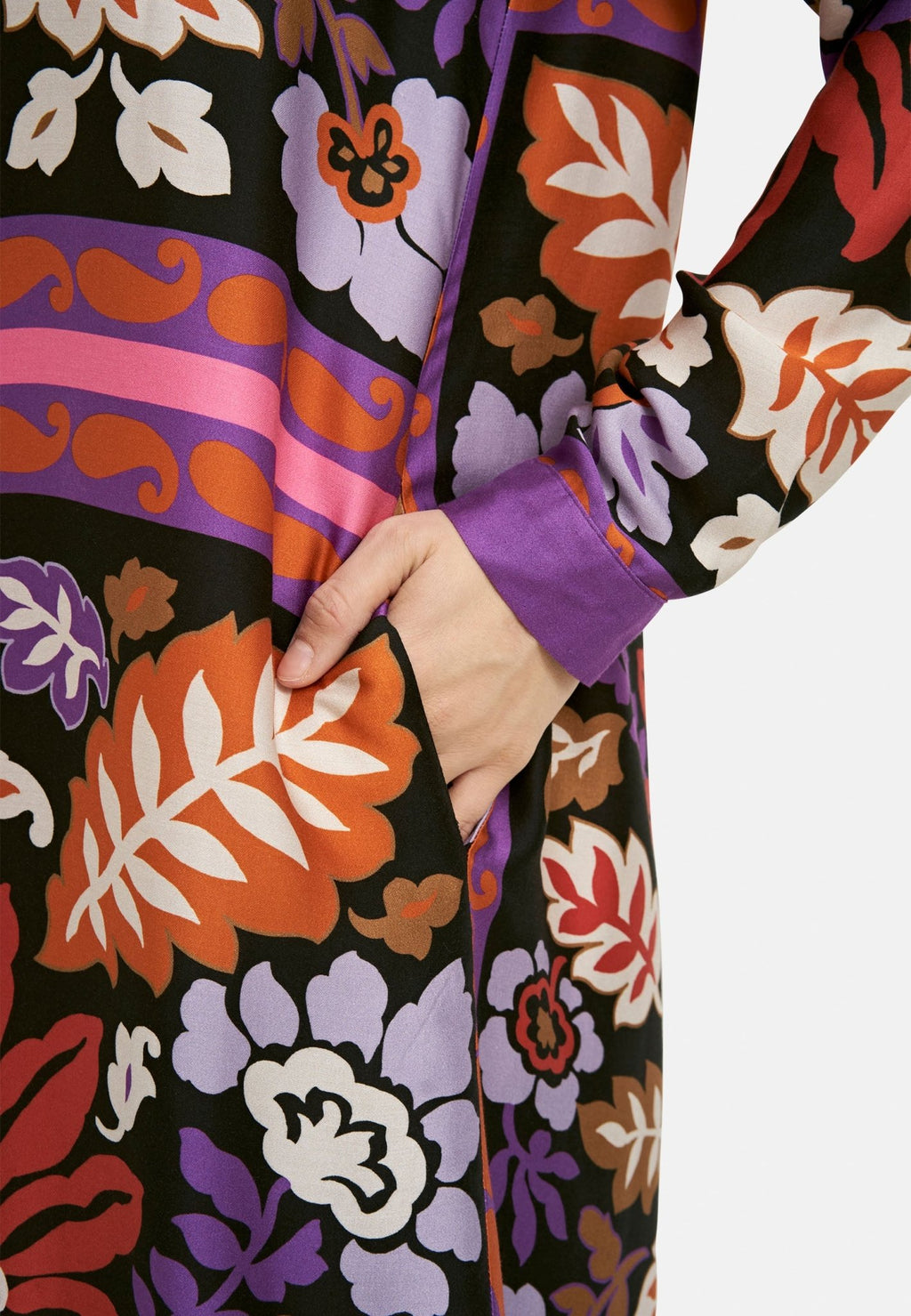 Milano 33-6130-5046 Black Floral Print Half Placket Shirt Dress - Dotique