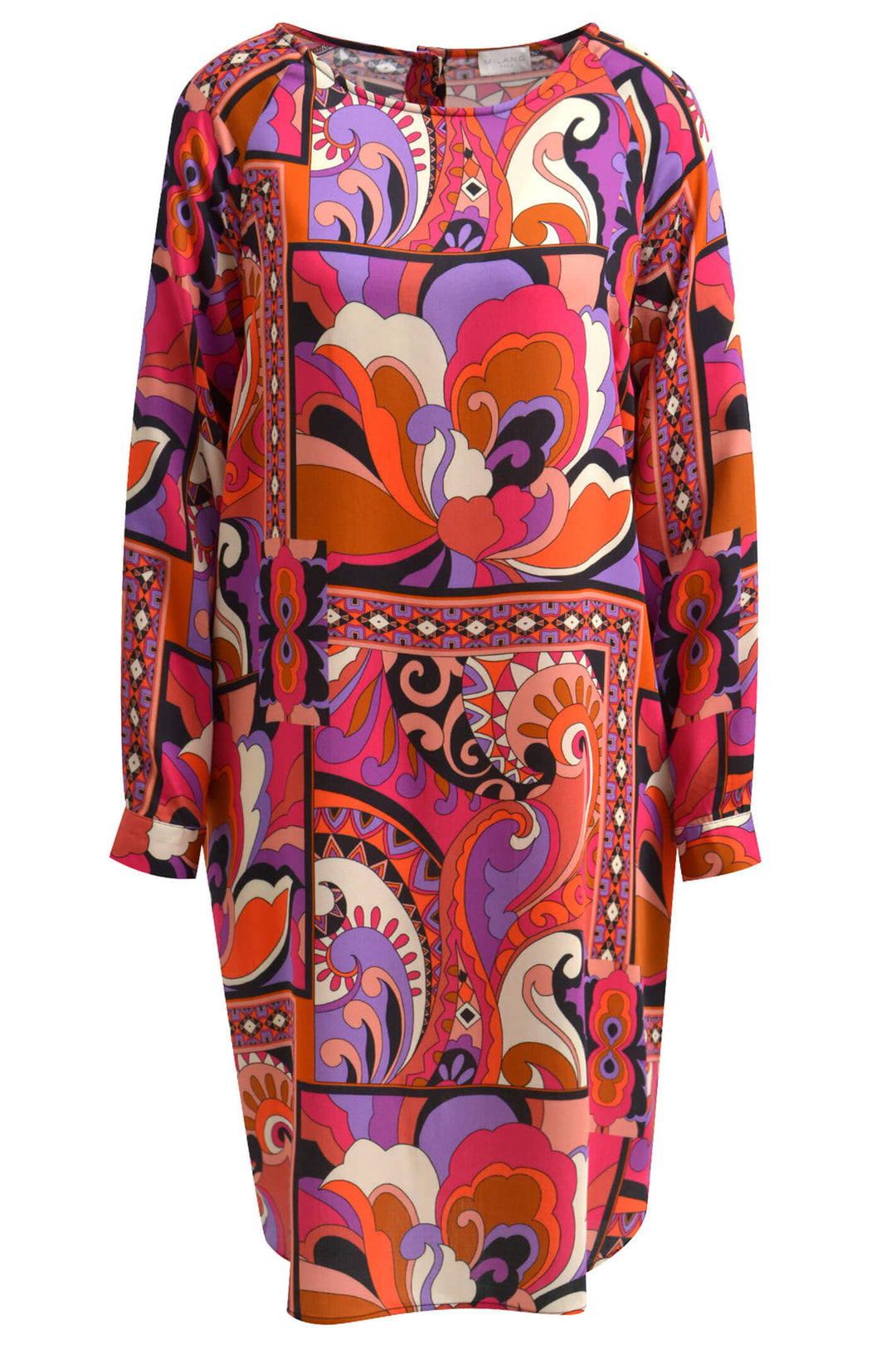 Milano 33-6132-1203 Orange Print Long Sleeve Dress - Dotique Chesterfield