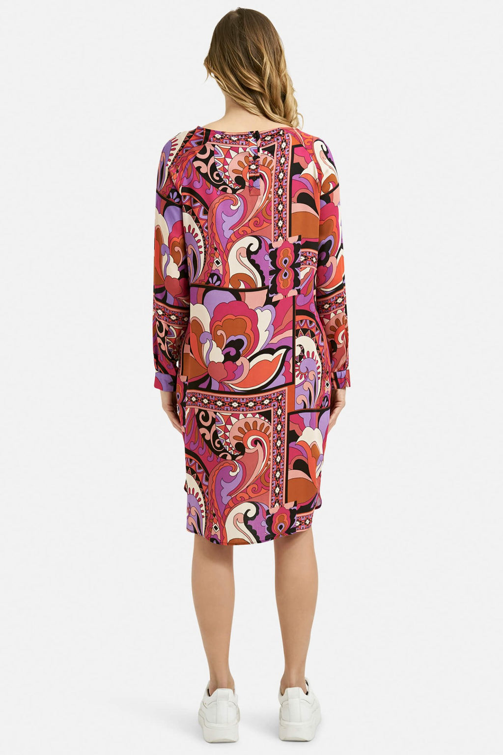 Milano 33 - 6132 - 1203 Orange Print Long Sleeve Dress - Dotique - MILANO