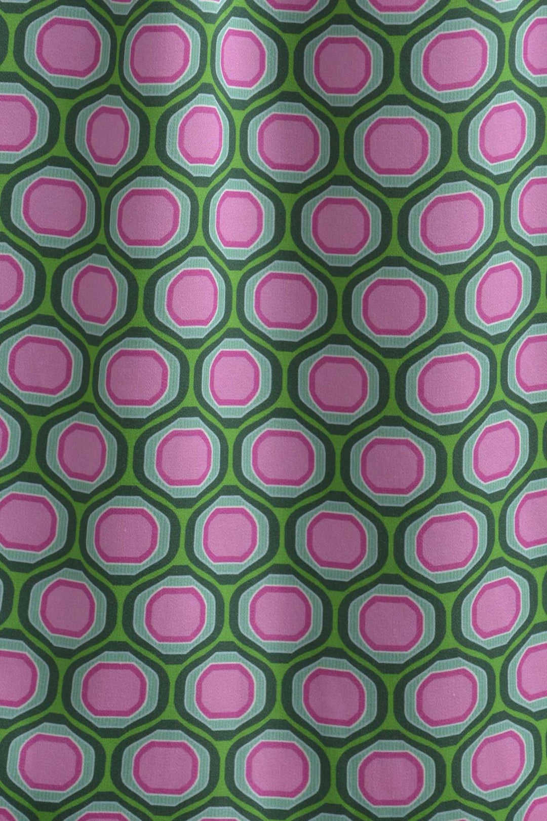 Milano 41-6240-3581 Kiwi Green Geometric Print Collarless Blouse - Dotique