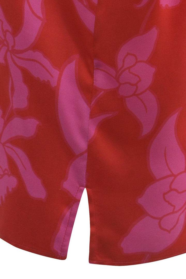 Milano 41-6249-7018 Pink Flower Print V-Neck Blouse Top - Dotique