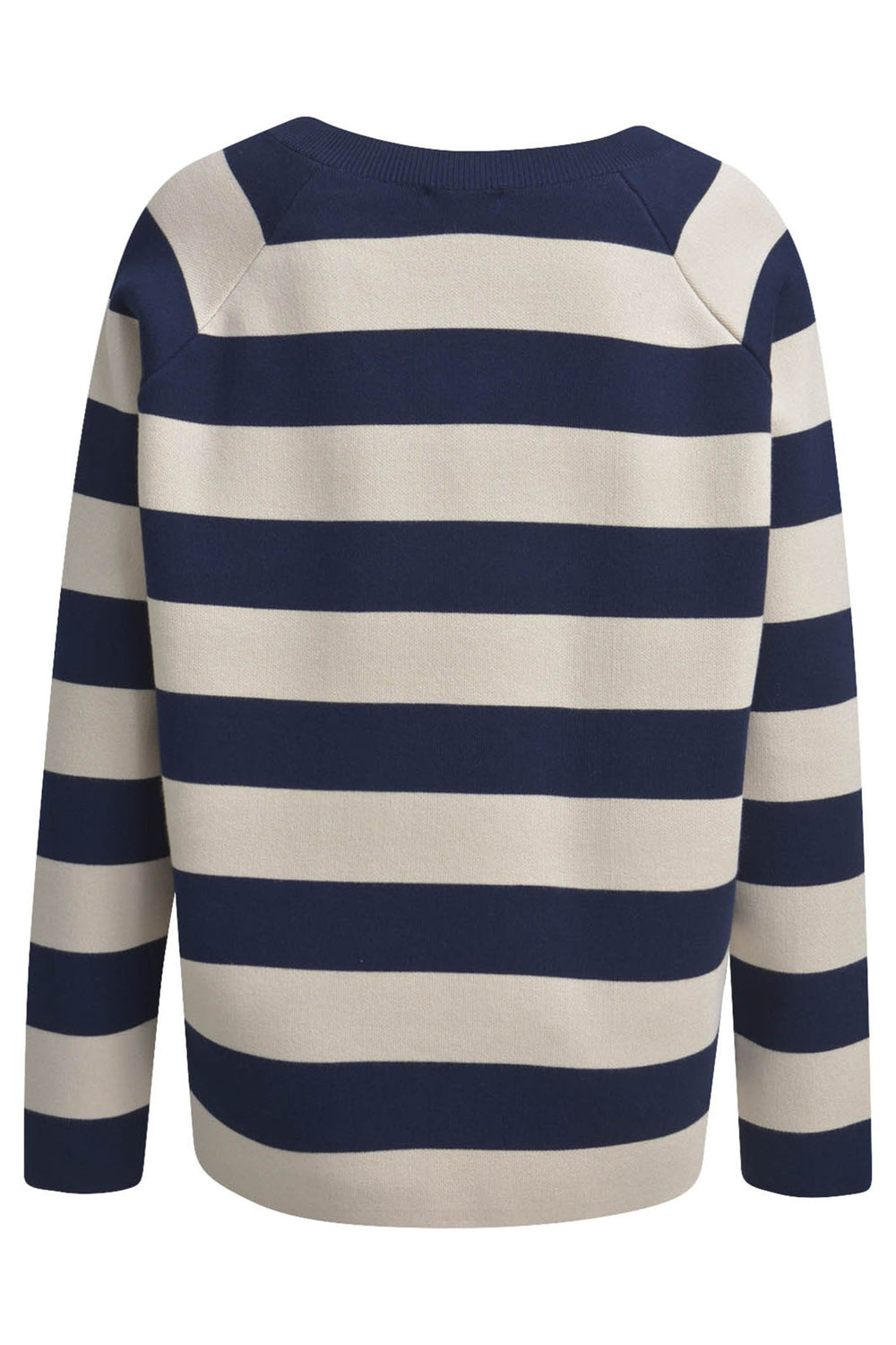 Milano 43-5048-9710 Navy Stripe V-Neck Jumper with Raglan Sleeves - Dotique