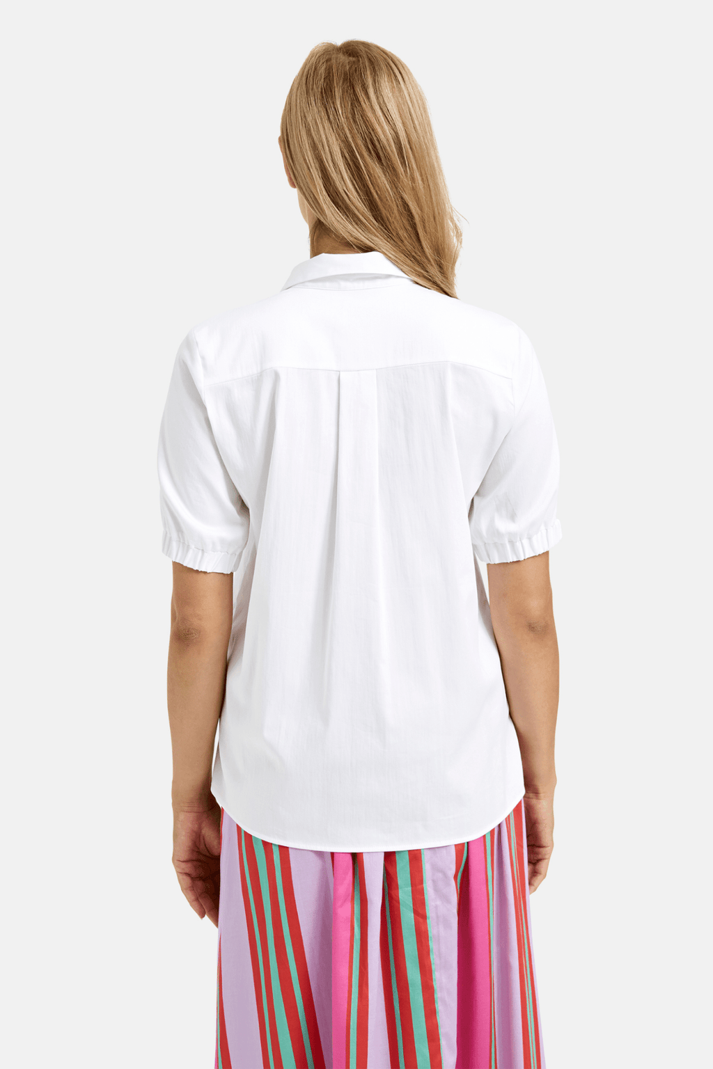 Milano 51 - 2020 - 6084 100 White Blouse with Collar and Placket, 1/2 Sleeves - Dotique