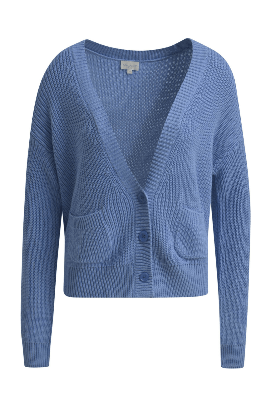 Milano 51 - 5492 - 9027 622 Azur Cardigan with Button Placket and 1/1 Sleeves - Dotique