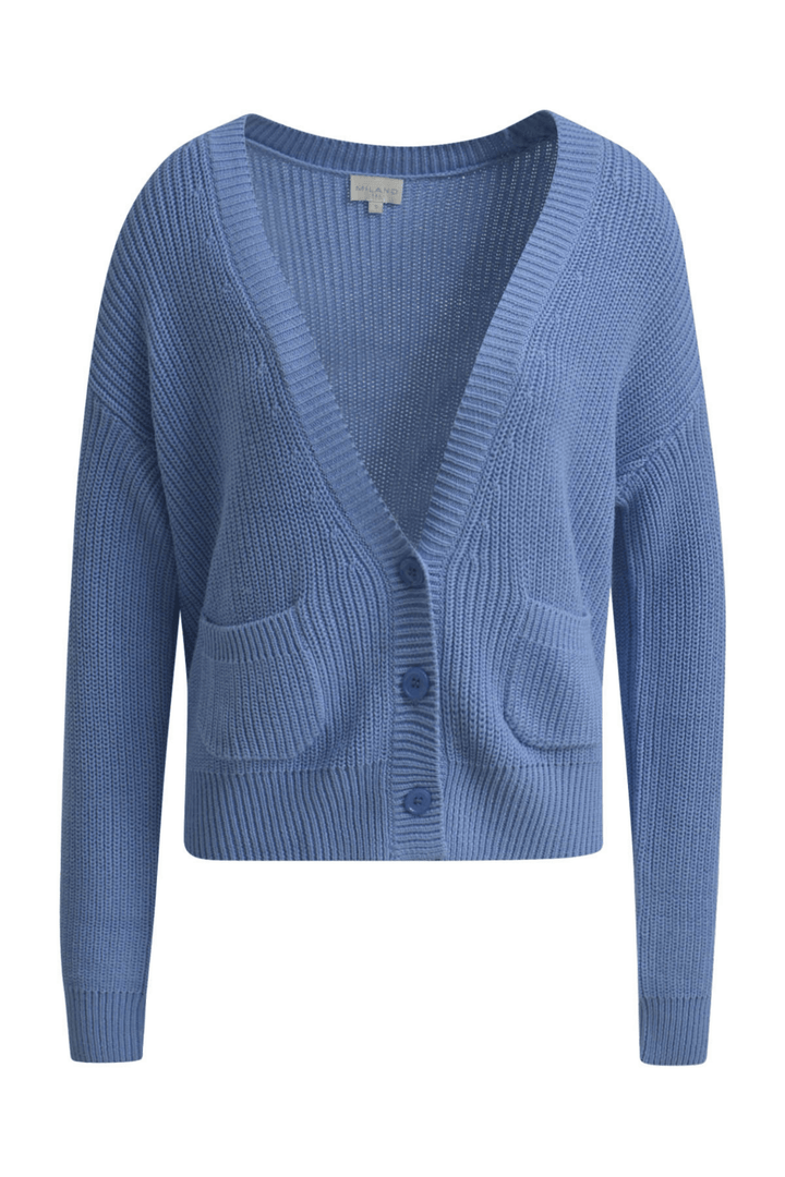 Milano 51 - 5492 - 9027 622 Azur Cardigan with Button Placket and 1/1 Sleeves - Dotique