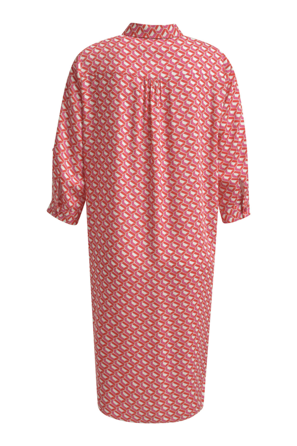 Milano 51 - 6411 - 5046 1496 Poppy Print Dress with Collar, Half Placket, 3/4 Sleeves with Cuff - Dotique