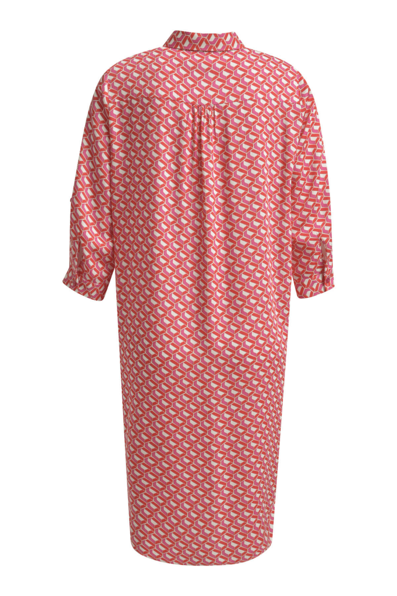 Milano 51 - 6411 - 5046 1496 Poppy Print Dress with Collar, Half Placket, 3/4 Sleeves with Cuff - Dotique
