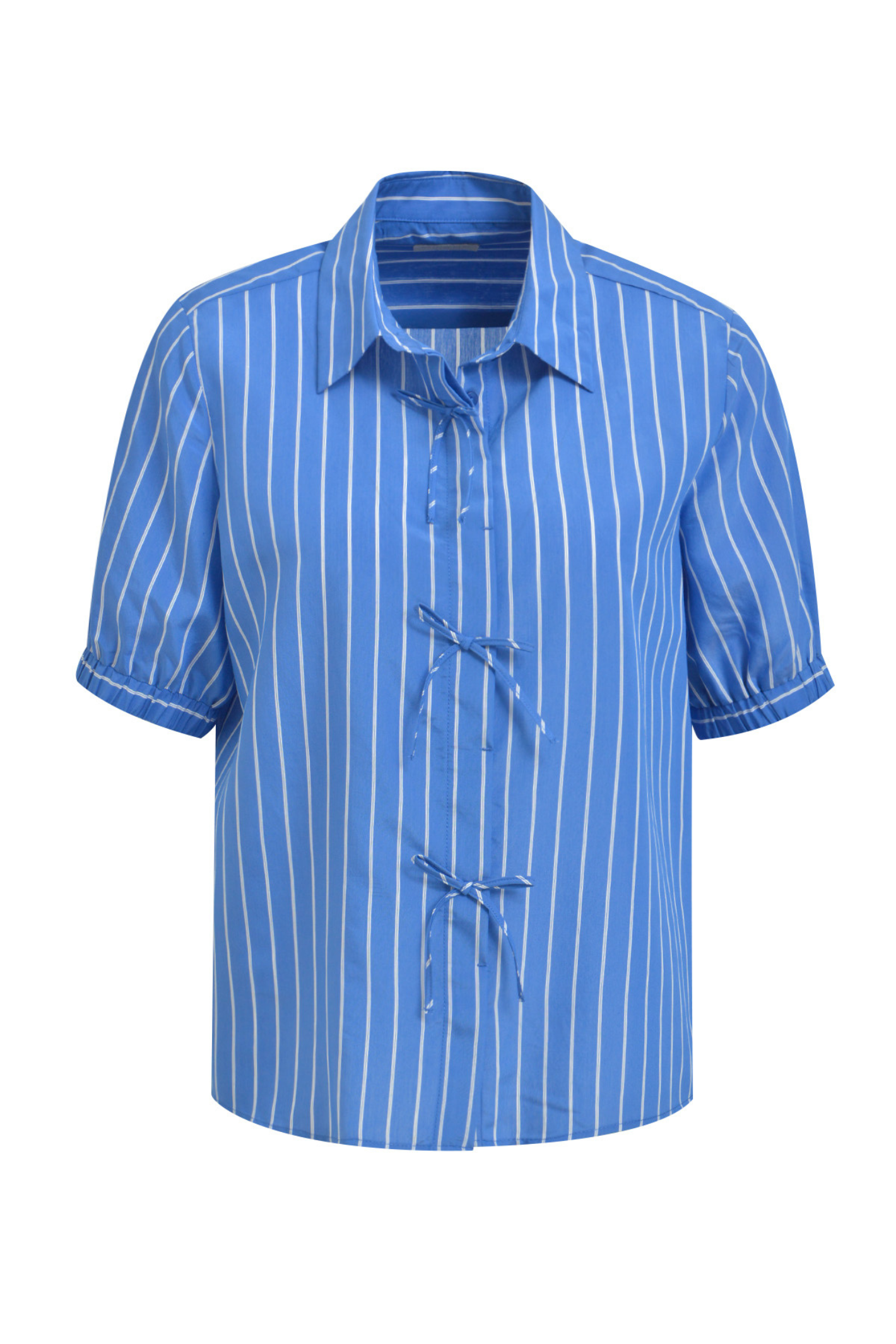 Milano 61-4839-6089 Shirt Blouse with Bow Placket – Blue Print by MILANO, shop MILANO at Dotique online store