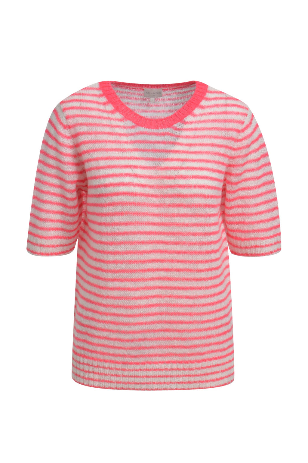 Milano 61-5138-9898 Fitted Half-Sleeve Round Neck Jumper – Cream Print